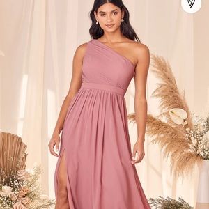 Lulus dusty pink long one shouldered dress